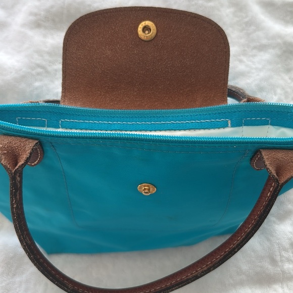 Longchamp Mini Turquoise Blue Tote Bag Le Pilage original - Picture 6 of 7
